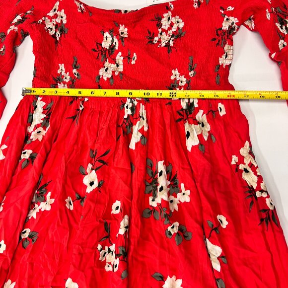 MSRP $64 Torrid Women's Size 2 (2X) Off the Shoulder Red Floral Pattern Dress - Picture 5 of 9